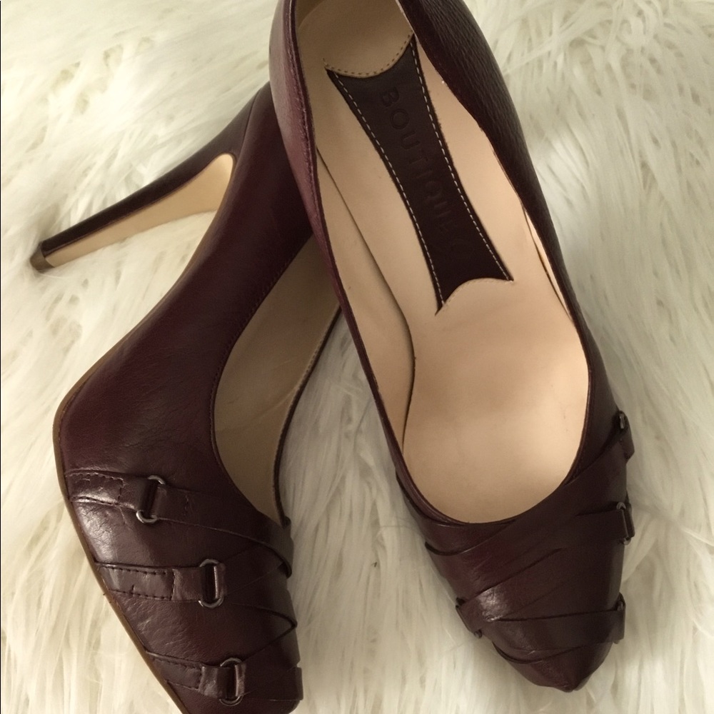 Brown leather stilettos